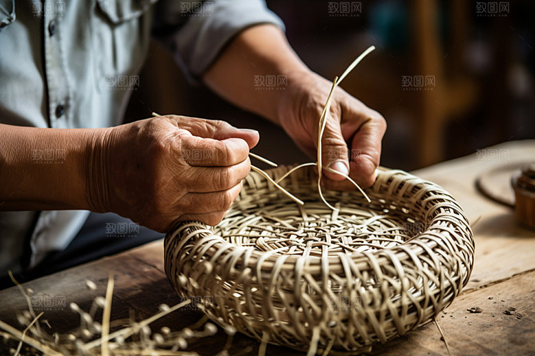 手工编织传统文化手工艺摄影图