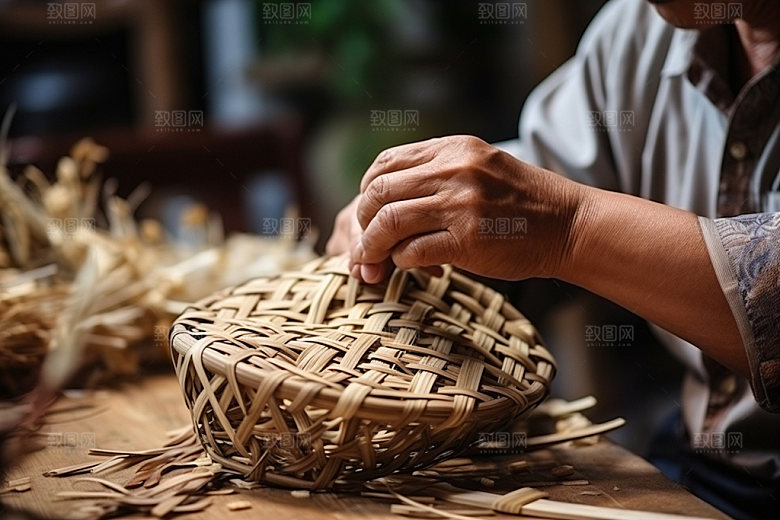 手工编织高清竹艺摄影图
