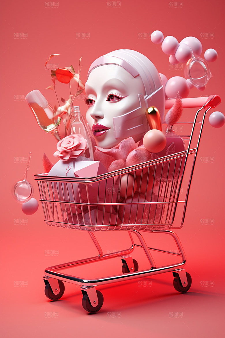 手机购物卡通立体模型