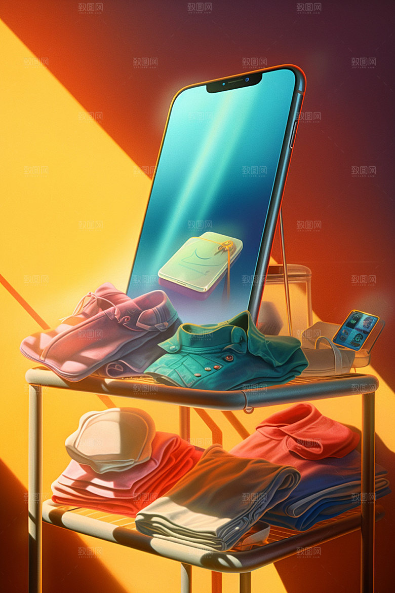 手机购物活动3D模型