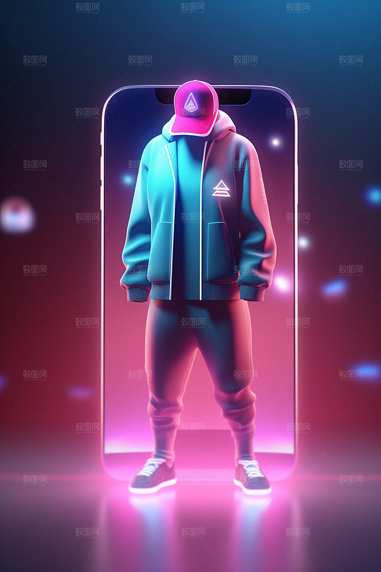 手机购物3D卡通模型