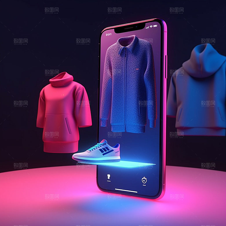 手机购物电商3D模型