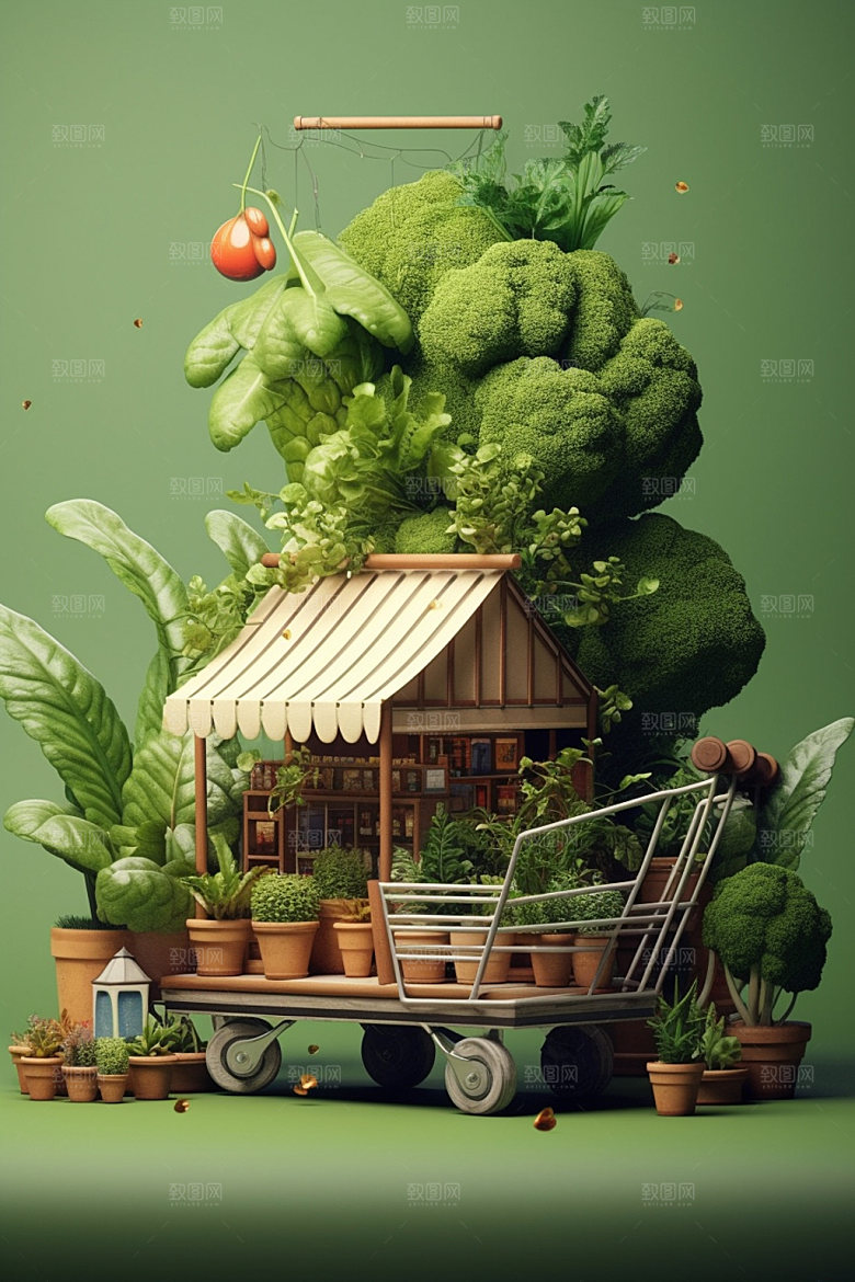 手机购物卡通科技感模型