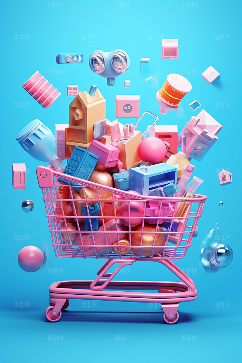手机购物3D立体模型
