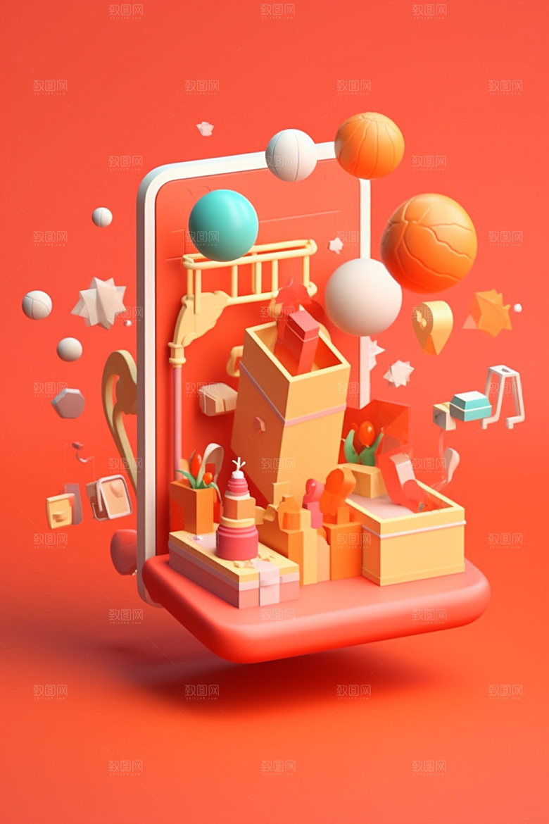 手机购物3D采购模型