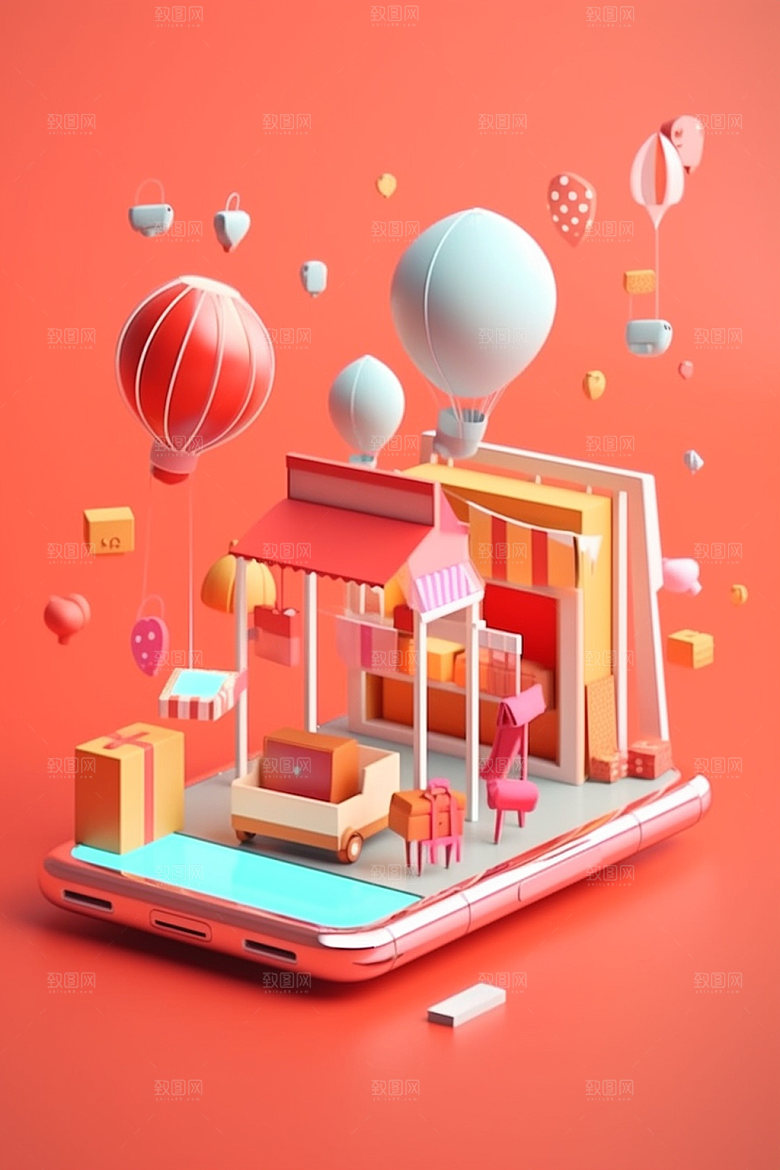 手机购物3D网购模型