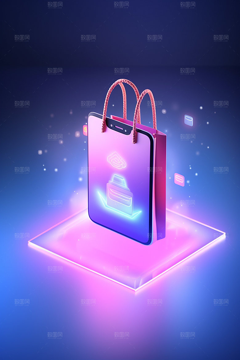 手机购物淘宝科技感模型