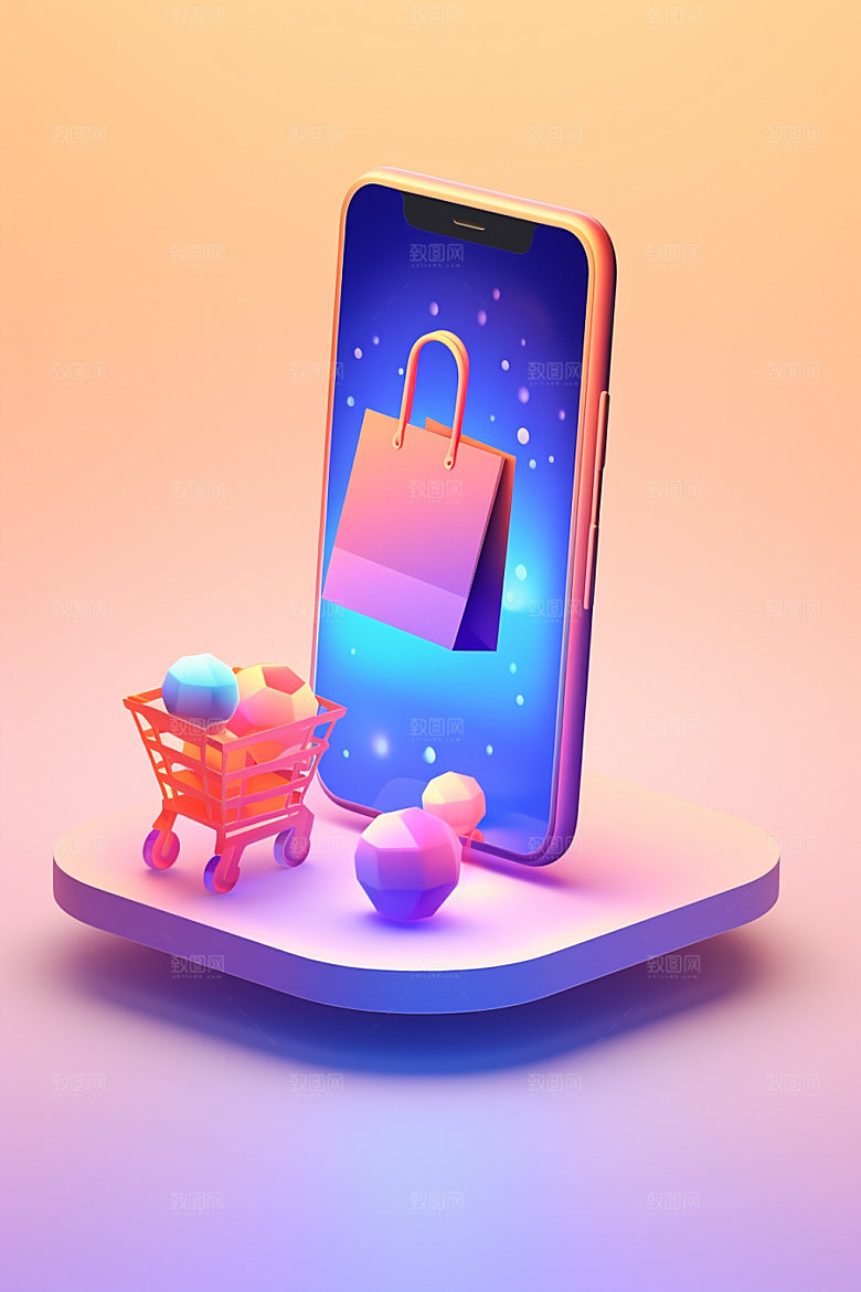 手机购物3D活动模型