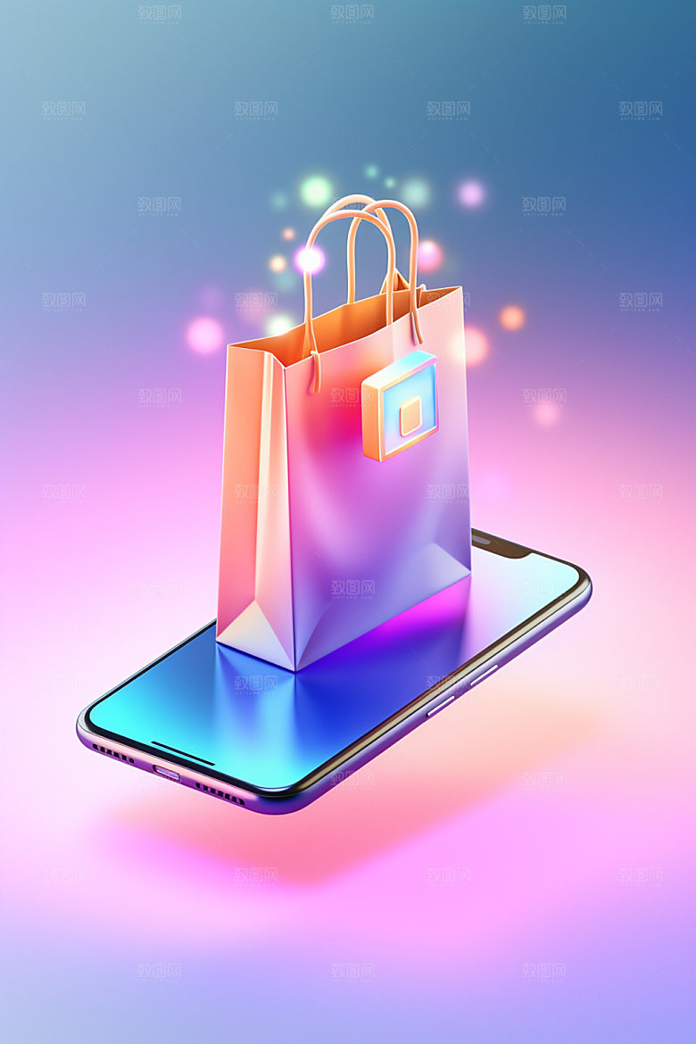 手机购物3D立体模型