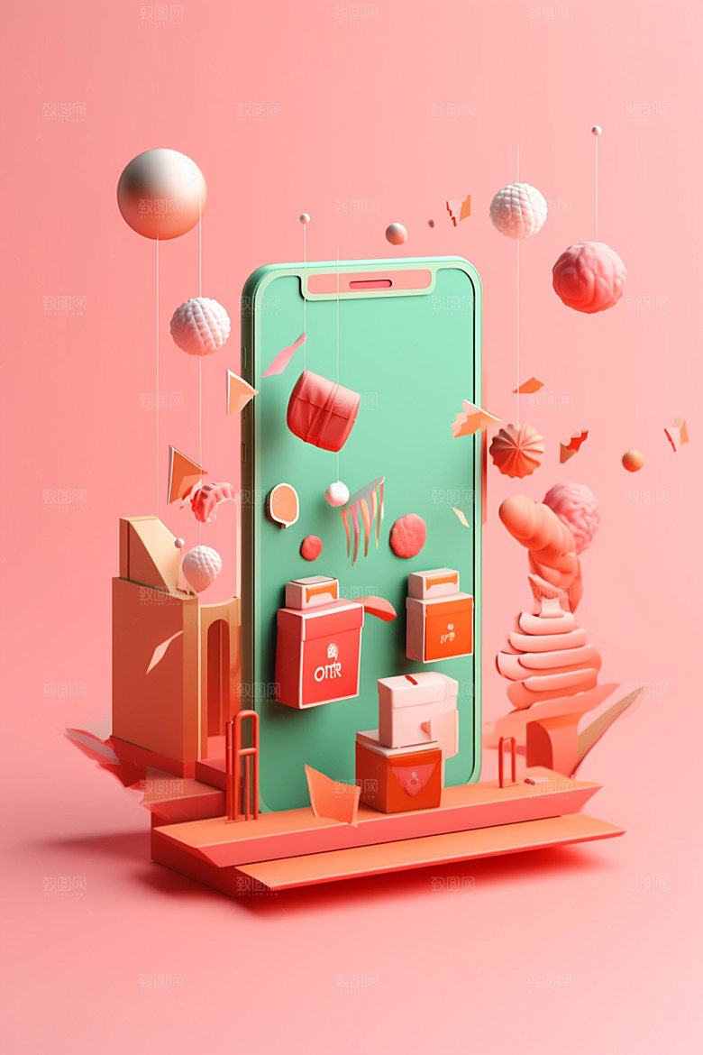 手机购物3D采购模型