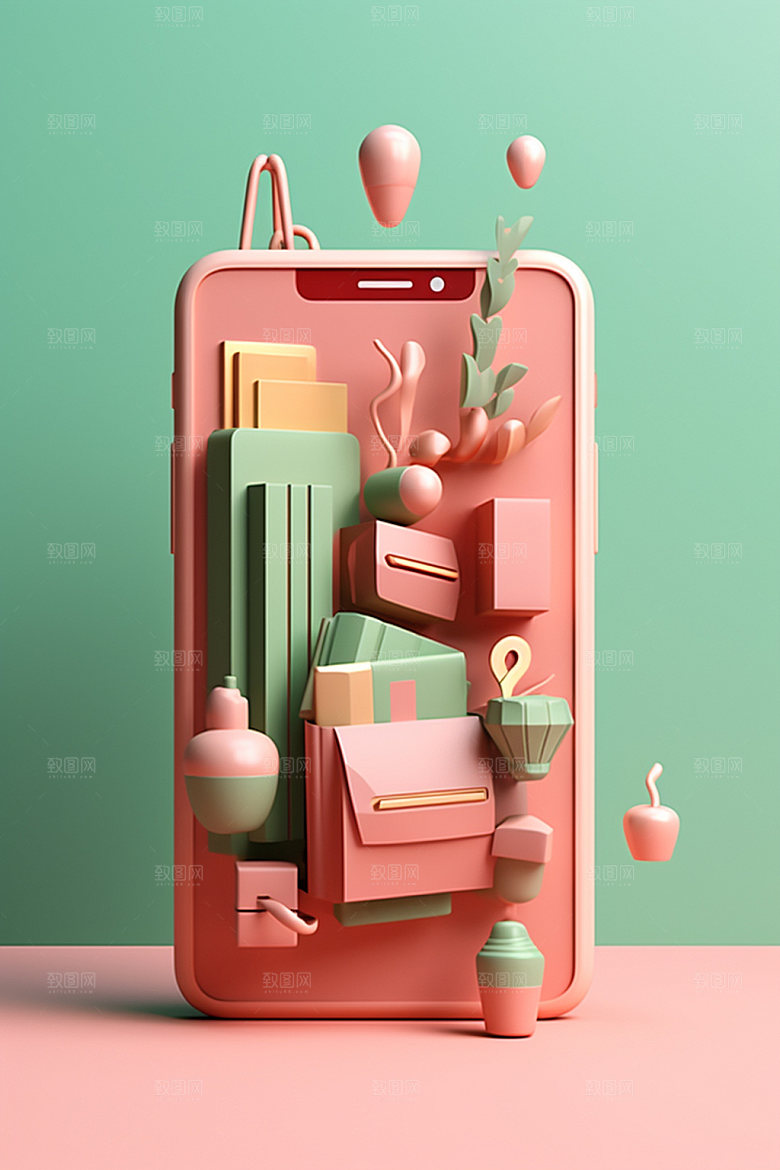 手机购物双十一3D模型