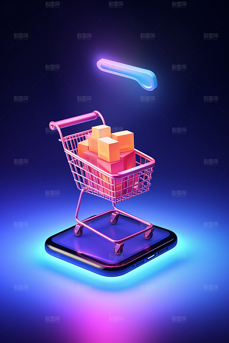 手机购物科技感促销模型