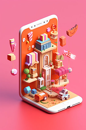 手机购物3D活动模型