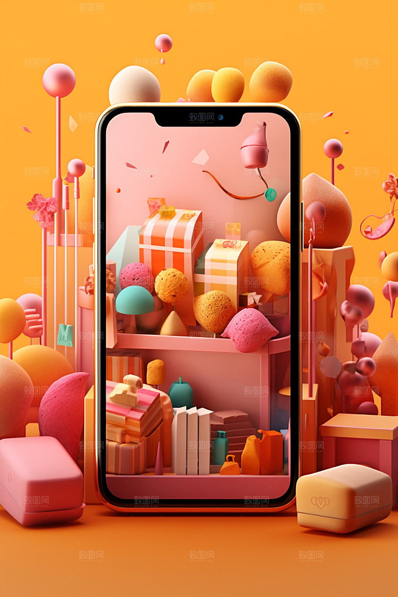 手机购物双十一3D模型