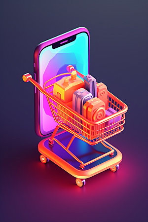 手机购物商超科技感模型