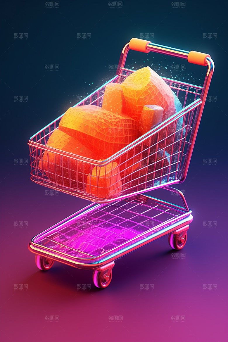 手机购物3D科技感模型