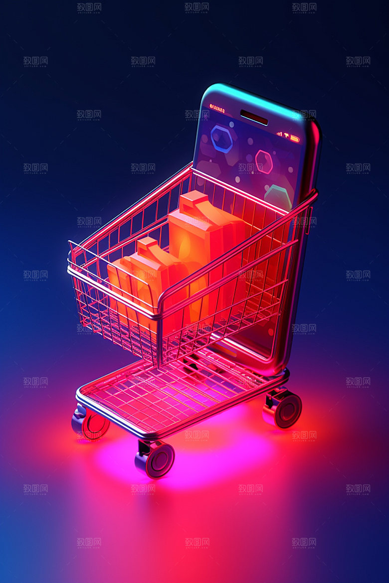 手机购物立体3D模型