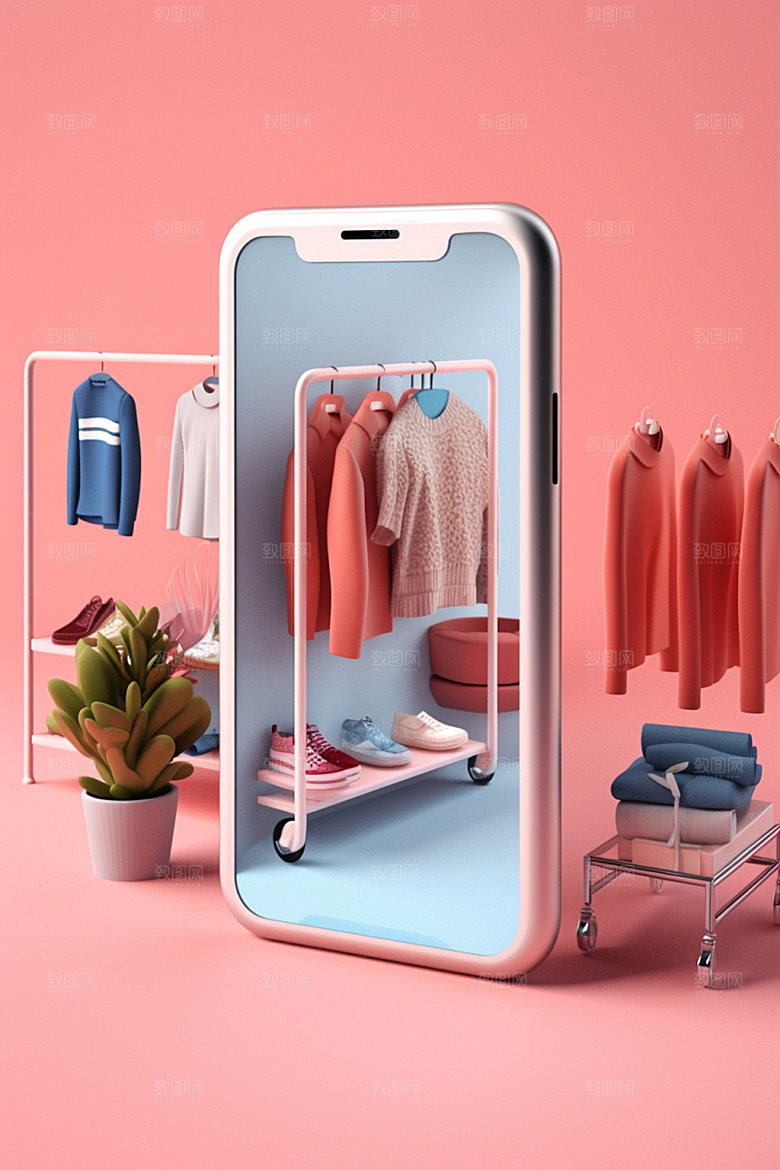 手机购物活动3D模型