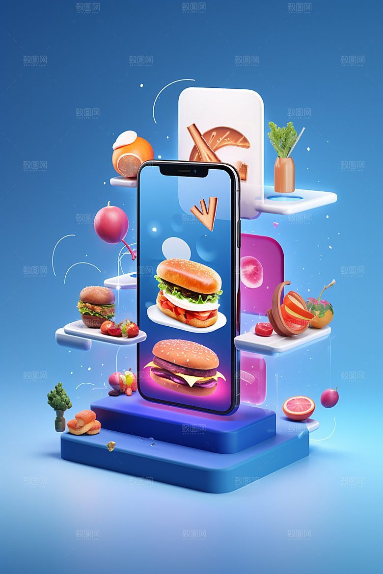 手机购物卡通淘宝模型