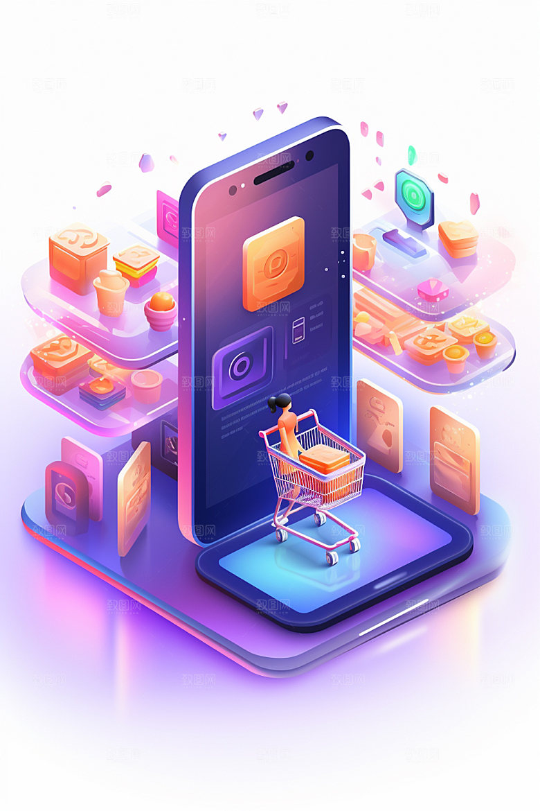 手机购物淘宝科技感模型