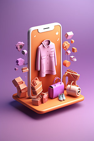 手机购物商超3D模型