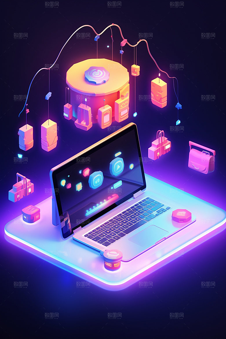 手机购物电商3D模型