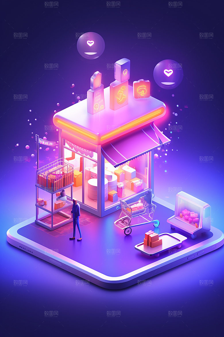 手机购物3D双十一模型