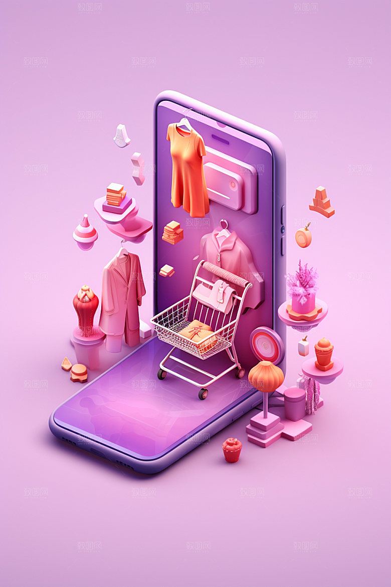 手机购物立体3D模型