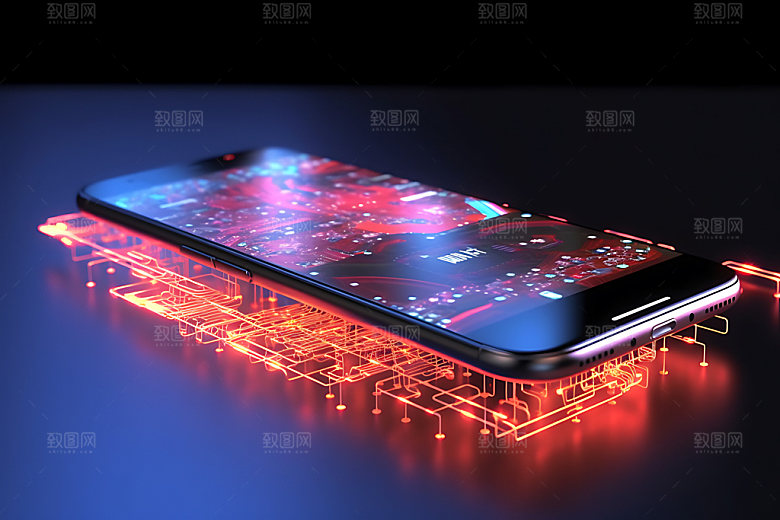 手机通讯赛博朋克科技感素材
