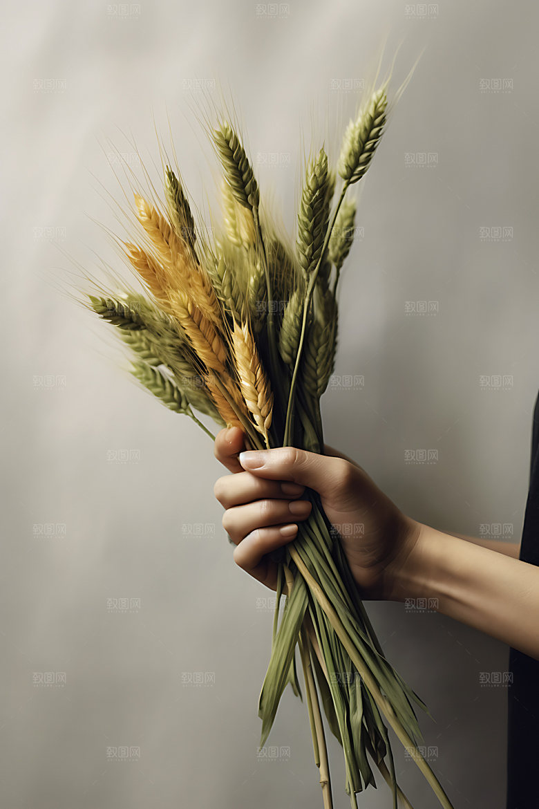 手捧稻谷高清粮食摄影图