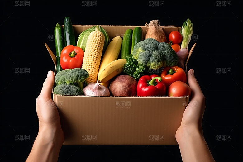 手捧蔬菜高清搬运蔬菜摄影图
