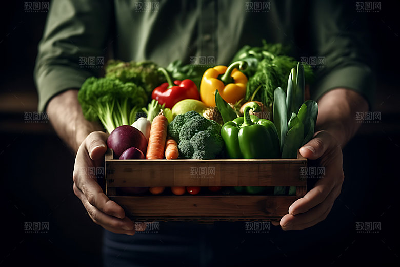 手捧蔬菜农场生活瓜果摄影图