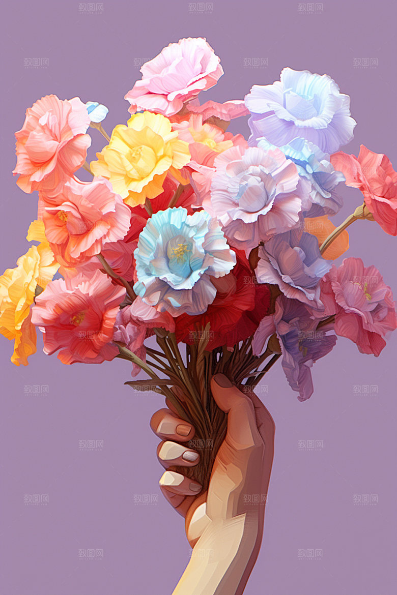 母亲节花卉花束感恩节矢量模型
