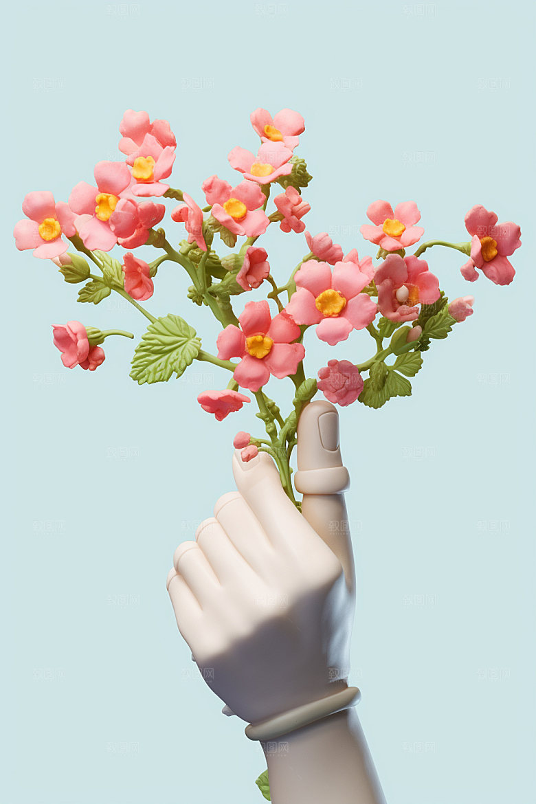 母亲节手持鲜花手捧花矢量模型