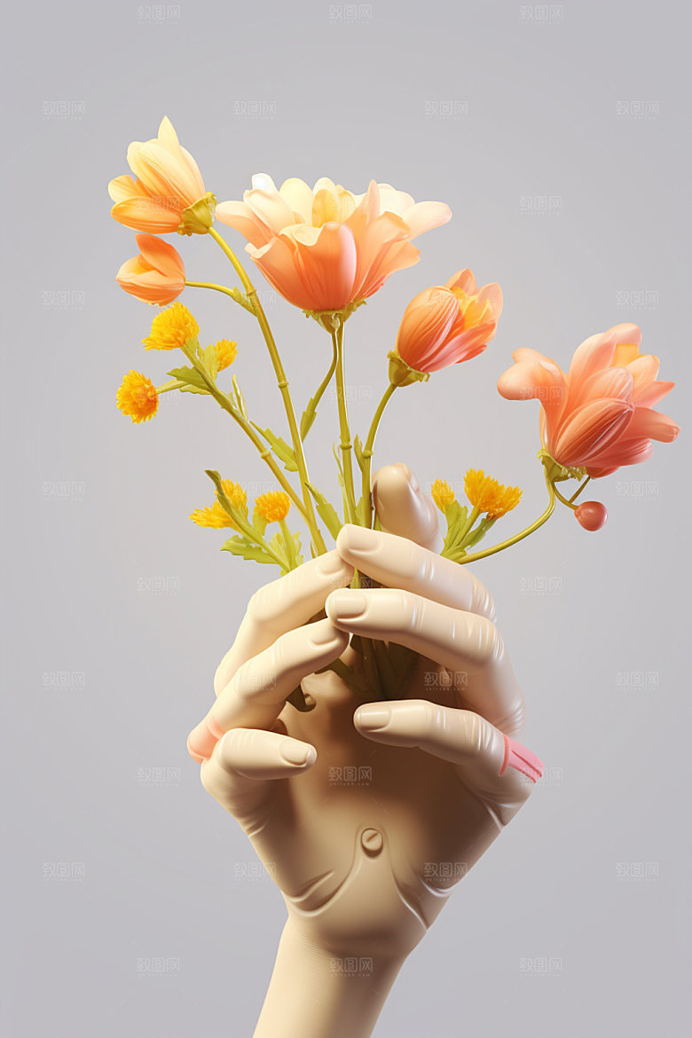 母亲节花卉花束感恩节矢量模型