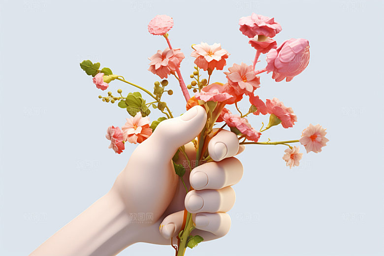 母亲节花卉花束手捧花矢量模型