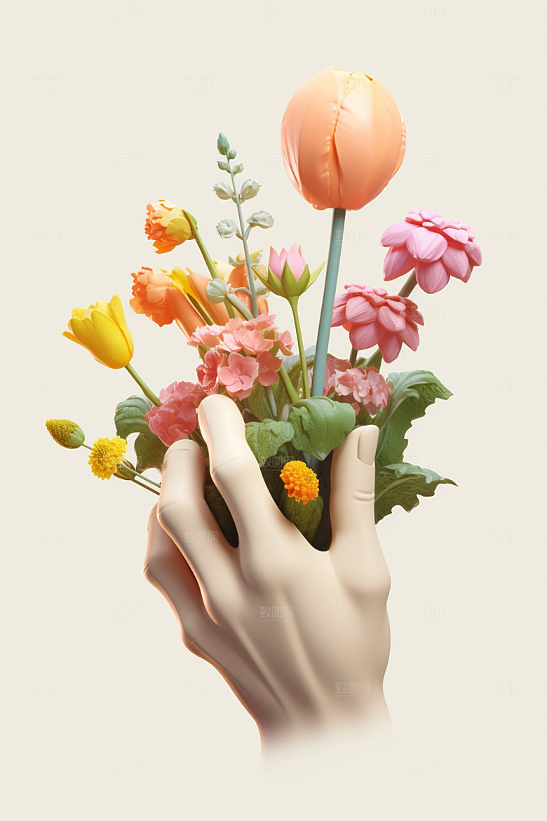 母亲节感恩节花卉花束矢量模型