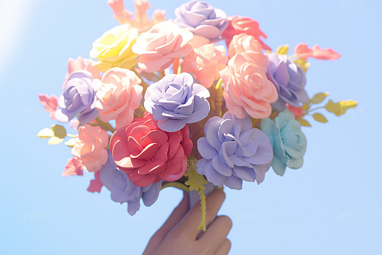 母亲节感恩节手捧花矢量模型