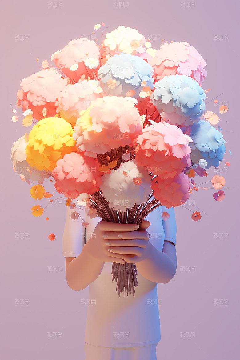 母亲节感恩节花卉花束矢量模型