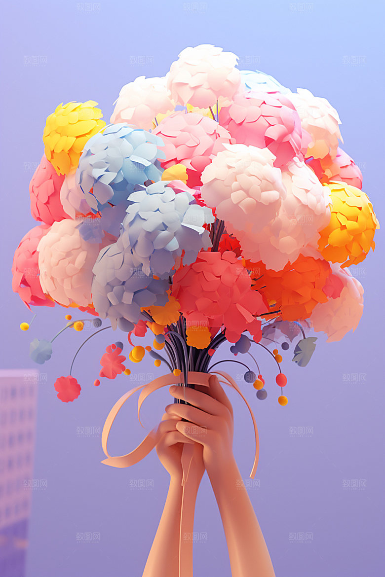 母亲节花卉花束感恩节矢量模型