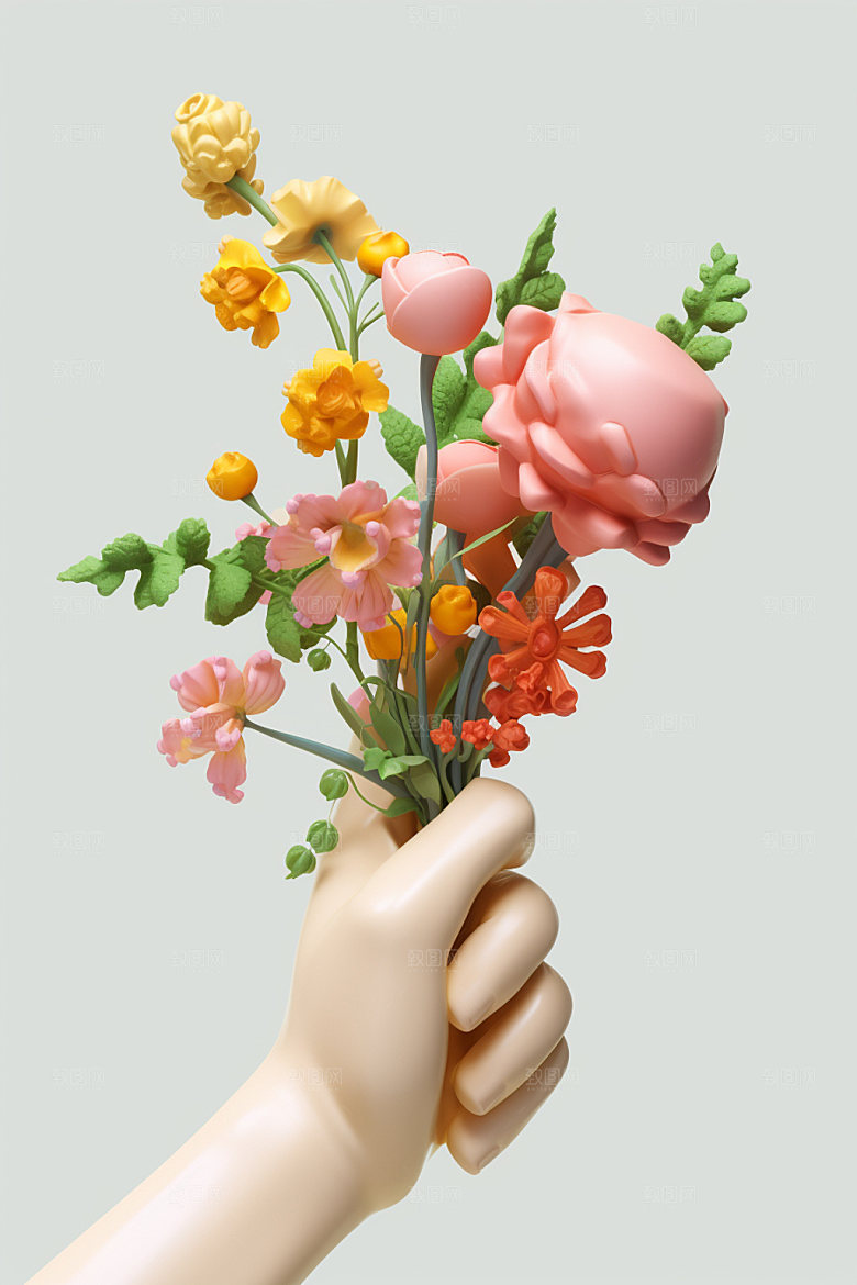 母亲节花卉花束手捧花矢量模型