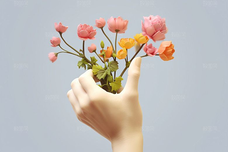 母亲节花卉花束感恩节矢量模型