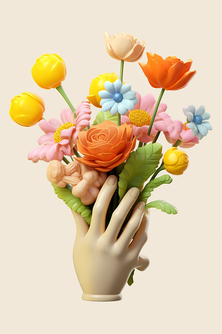 母亲节感恩节花卉花束矢量模型
