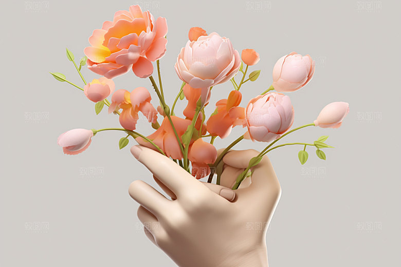 母亲节感恩节花卉花束矢量模型