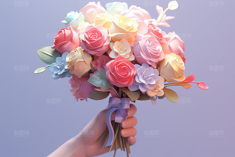母亲节花卉花束感恩节矢量模型