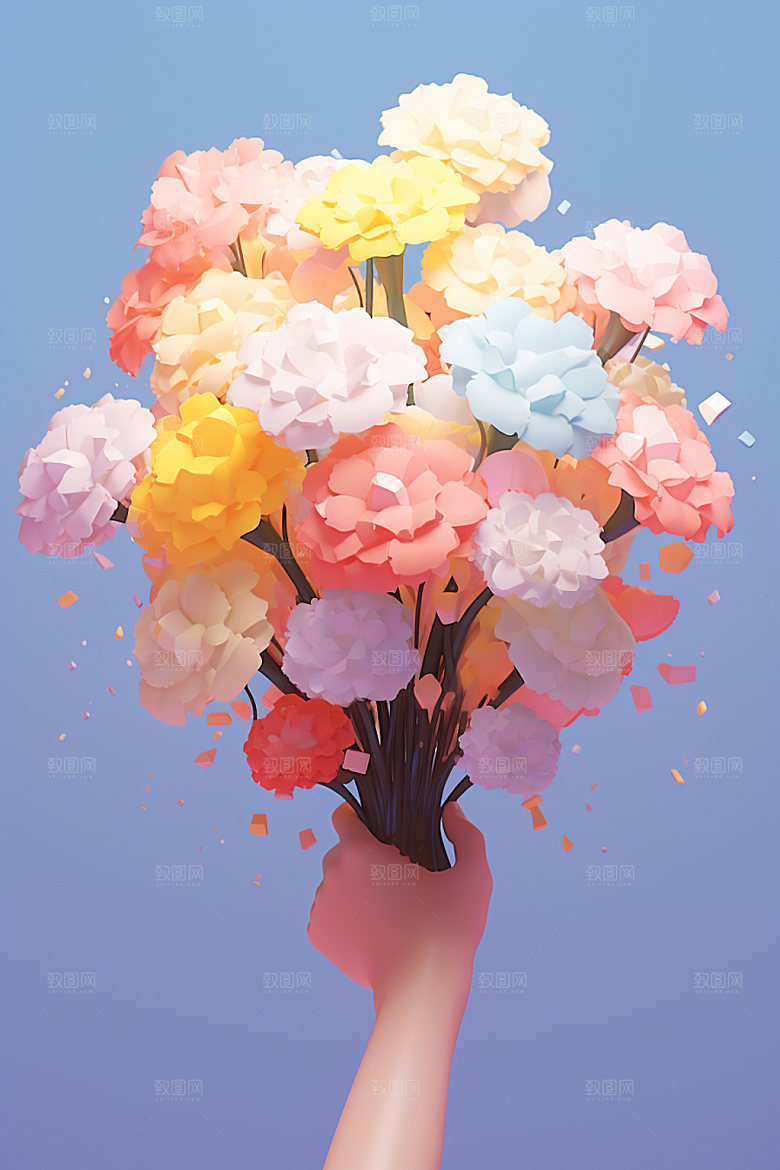 母亲节花卉花束感恩节矢量模型