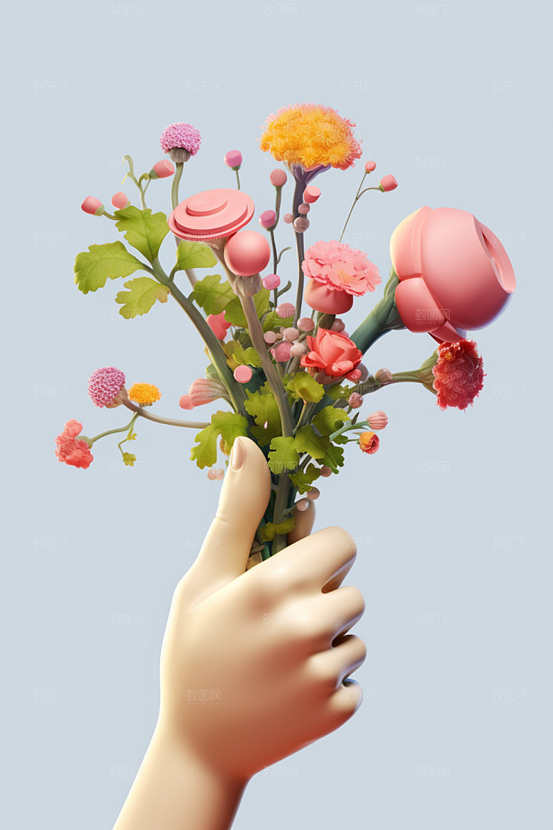 母亲节花卉花束感恩节矢量模型