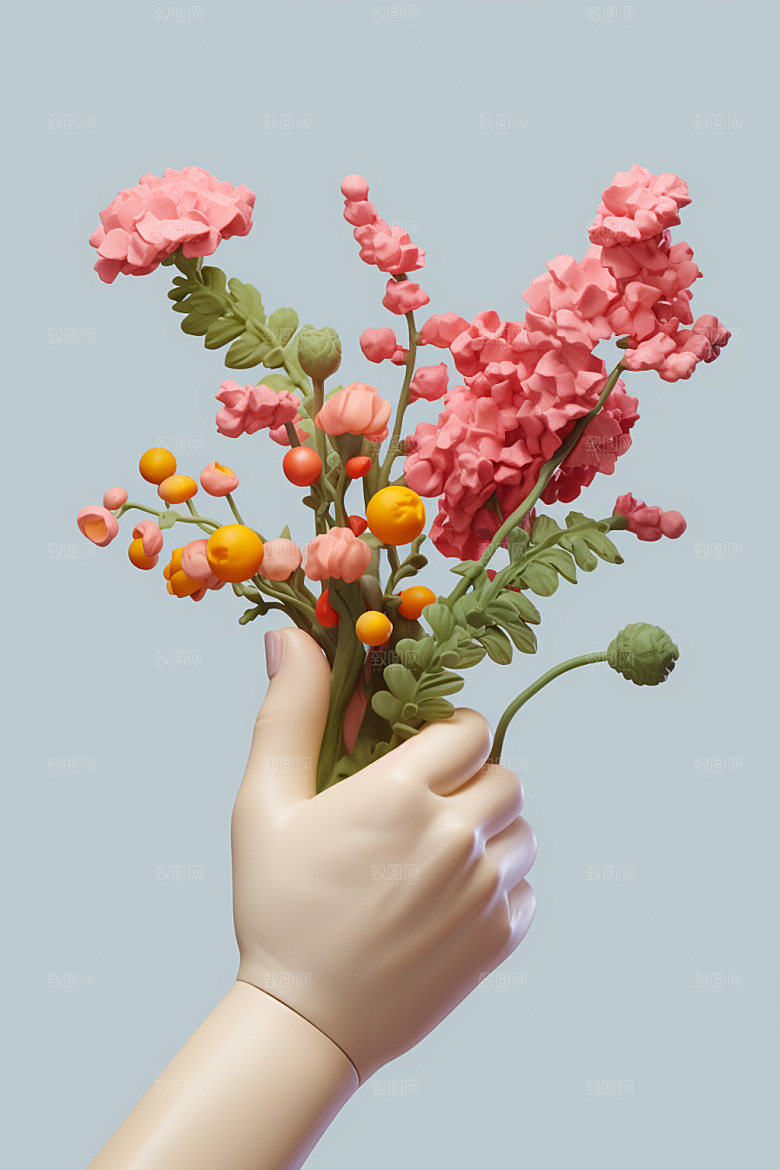 母亲节鲜艳多彩花卉花束矢量模型