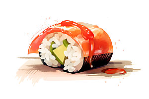 日本寿司寿司卷海鲜插画