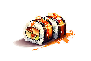日本寿司鱼生寿司卷插画